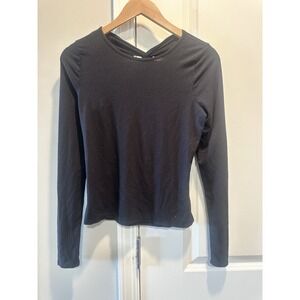 Hollister Black Sift Ribbed‎ Long Sleep Cut Out Back Top Large